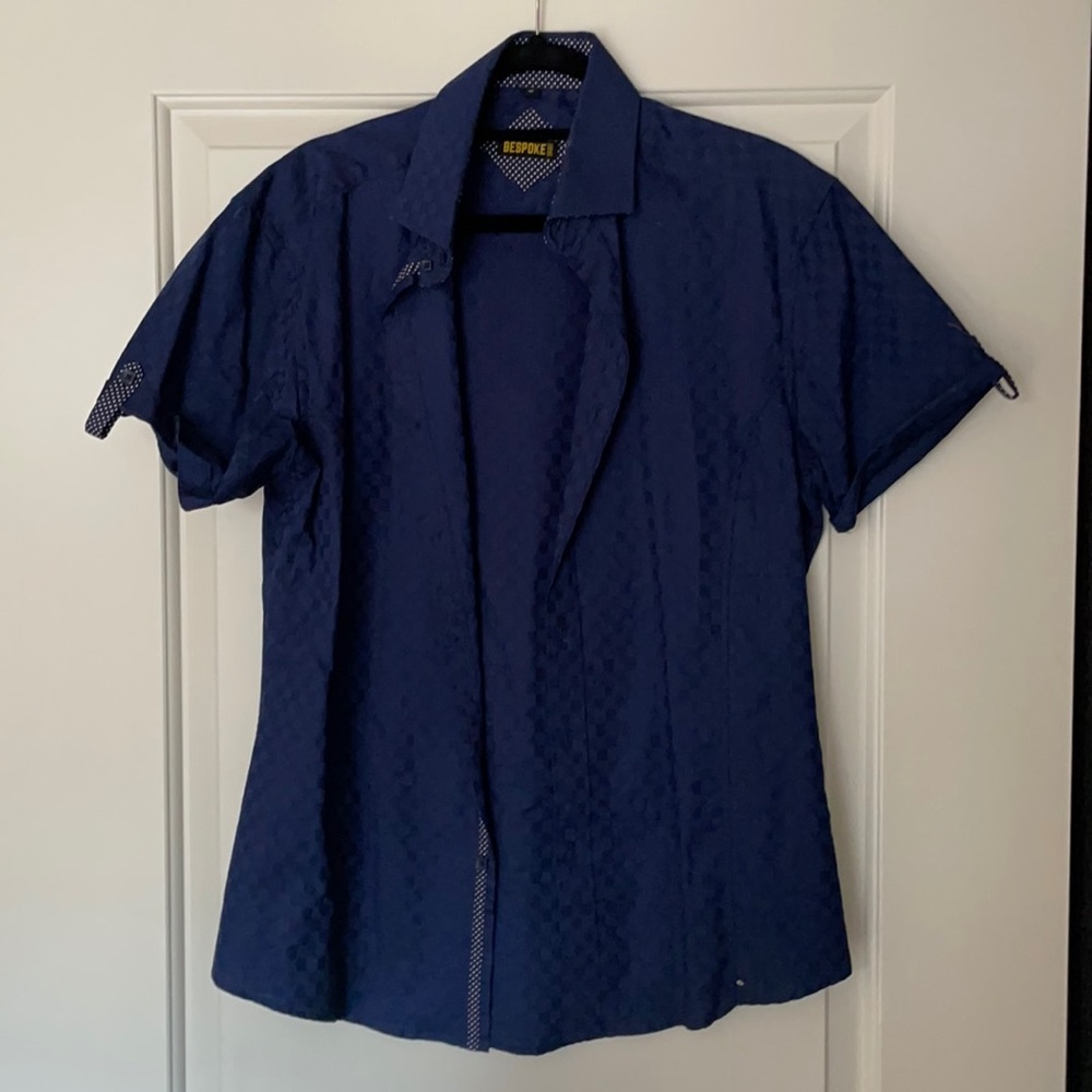 Bespoke l short sleeve button down l navy blul M l